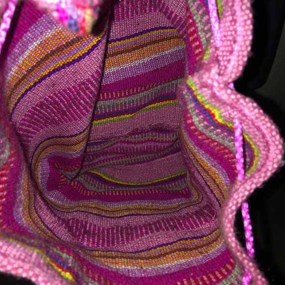 Artesanias Pinzon Mexican Boho Serape Hot Pink Large Backpack OS - Picture 11 of 12